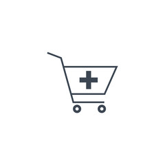 Drugstore Shopping related vector glyph icon. Isolated on white background. Vector illustration.