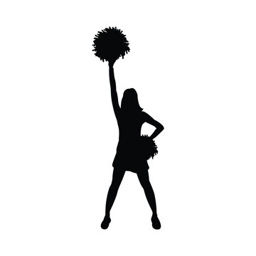 silhouette of a cheerleader vector. cheerleader, woman, silhouette, beautiful, young, dance, black, isolated, beauty, fashion, dancing, dancer, lady