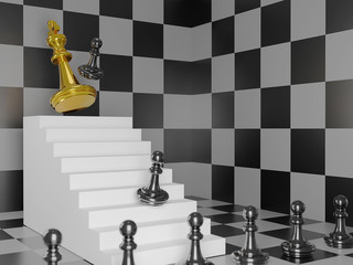 3D Rendering Chess board game for ideas and competition and strategy, Business strategy concept,Management or leadership