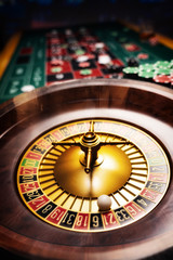 Roulette table close up at the Casino - Selective Focus