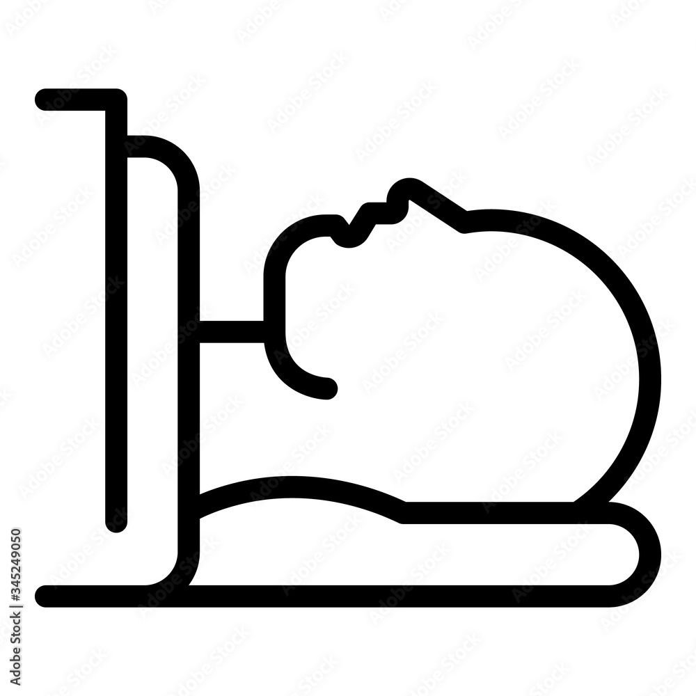 Poster man lying in tomograph icon. outline man lying in tomograph vector icon for web design isolated on w