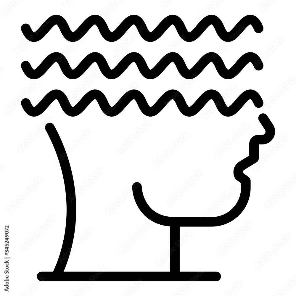 Aufkleber waves around the head icon. outline waves around the head vector icon for web design isolated on whi