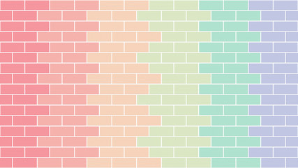 Pastel color brick wall background textured of color pink orange blue green tone.