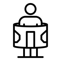 A man in a circle scanner icon. Outline a man in a circle scanner vector icon for web design isolated on white background