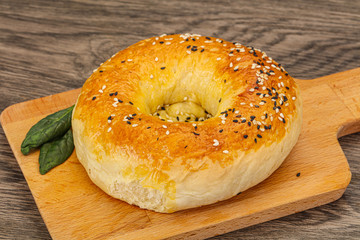 Hot tasty Uzbek flatbread for snack