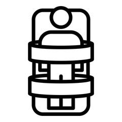 Man on a medical couch icon. Outline man on a medical couch vector icon for web design isolated on white background