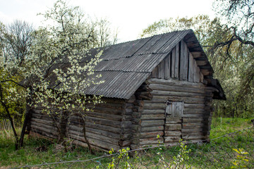 old wooden house russian authentic