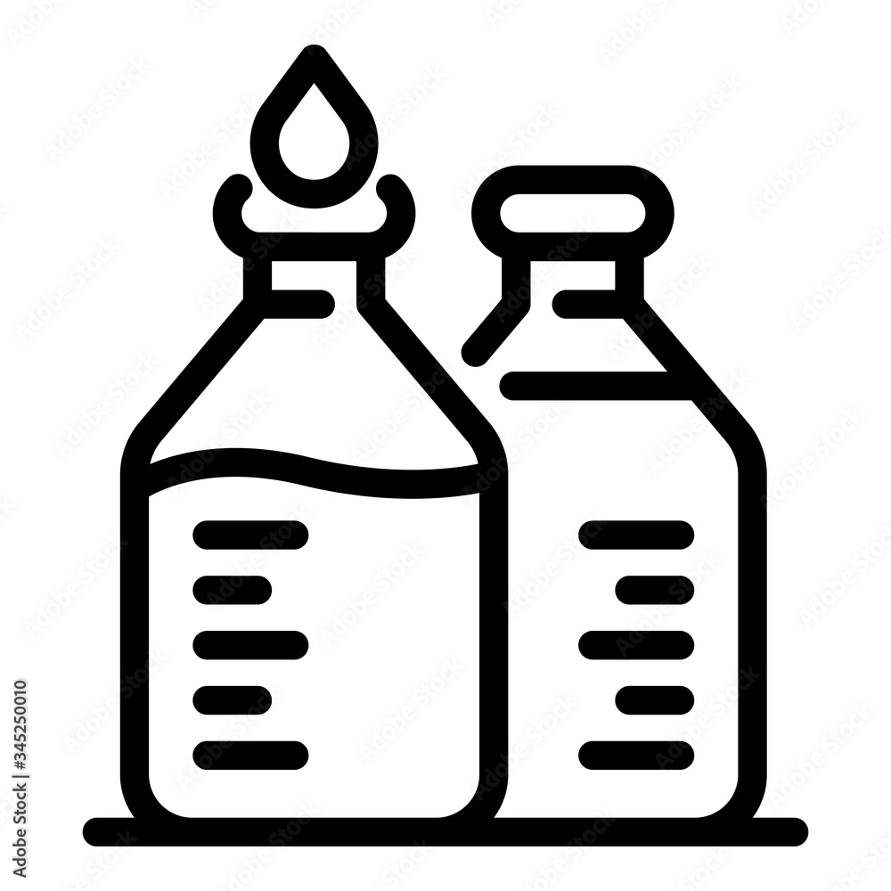 Poster two bottles with remedy icon. outline two bottles with remedy vector icon for web design isolated on