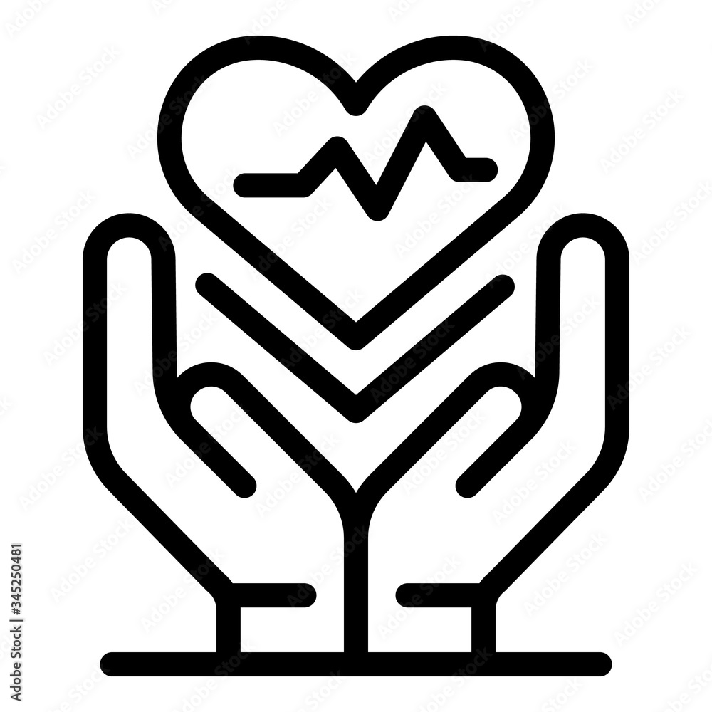 Poster heart in the hands icon. outline heart in the hands vector icon for web design isolated on white bac