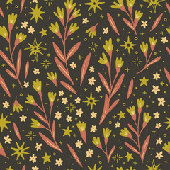 vector floral seamless pattern. simple design with star. for textile, wrapping, office, wallpaper