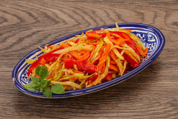 Cabbage salad with carrot and pepper