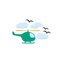 toy logo. Helicopter in the clouds illustration
