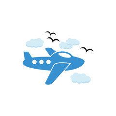 toy logo. Airplane in the clouds illustration