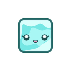 Happy ice cube cartoon emoji expression vector illustration
