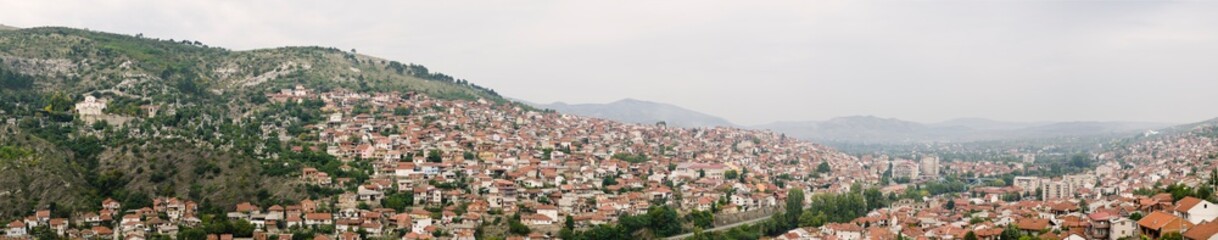 Panoramic view on the city of Veles, Macedonia, with almost all famous landmarks from Veles.
