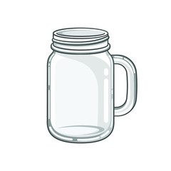 Glass mason jar mug cartoon vector art illustration design