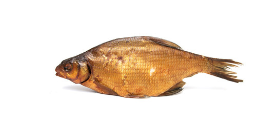 Smoked bream fish isolated on a white background.