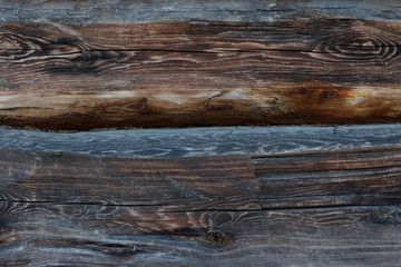 Obraz premium Vintage brown wood background texture with knots and nail holes. Old painted wood wall. Vintage wooden dark horizontal boards. Brown abstract background.