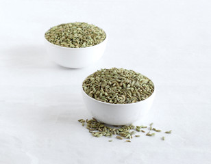 Fennel, a healthy food, is said to aid digestion and work as a mouth freshener, in bowls.