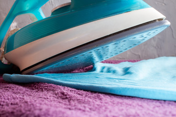 ironing t-shirts on the table