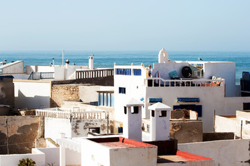 Essaouira, panoramic view at the city, buildings, ocean