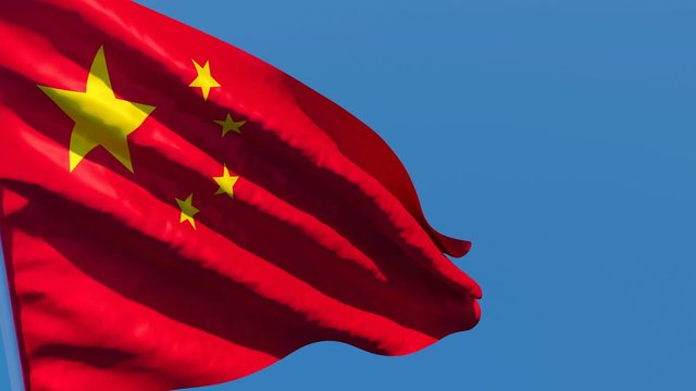 China's national flag is flying in the wind