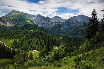 Obraz na płótnie Canvas Trail to the Mount Jenner at the Berchtesgadener Land.