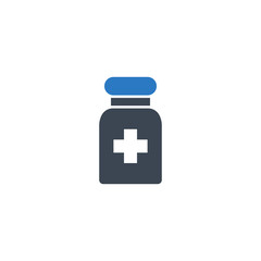 Fototapeta premium Pills Tube related vector glyph icon. Isolated on white background. Vector illustration.