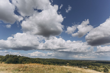 Obraz premium autumn yellow hills against the blue sky
