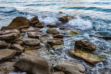 rocky beach in greece. thassos island
