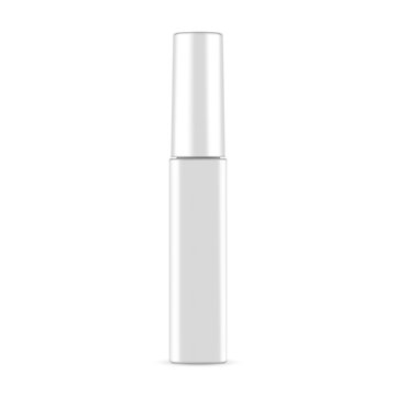 Glossy mascara tube mockup isolated on white background. Vector illustration