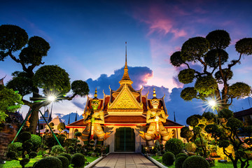 Wat Arun Temple at sunset in Bangkok,Thailand. Wat Arun is a Buddhist temple in Bangkok Yai district of Bangkok, Thailand, Wat Arun is among the best known of Thailand's landmarks.