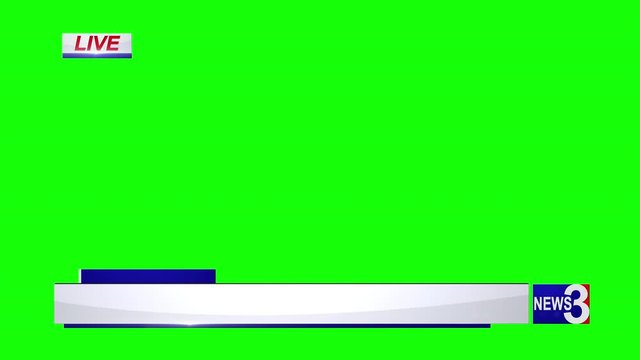 Animated Blank Lower Third for News Broadcast on Chroma Key Green Background	