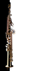 Soprano Saxophone - isolated on black and white mock up background
