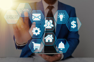 Word writing text Business Vision. Business photo showcasing grow your business in the future based on your goals © A