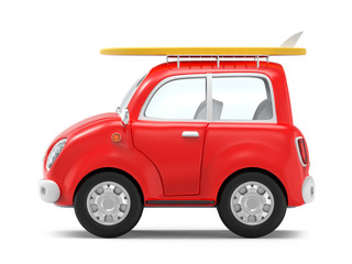 Fototapeta premium car trip with surfboard side
