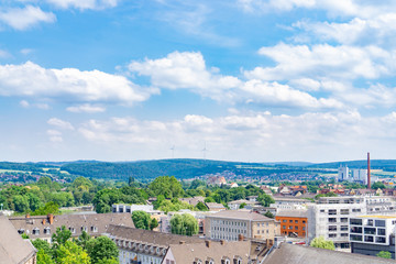 Fototapeta na wymiar View of the city of Kassel in Germany from above