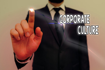 Word writing text Corporate Culture. Business photo showcasing Beliefs and ideas that a company has...