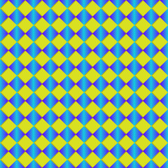 Gradient blue squares seamless pattern on yellow background