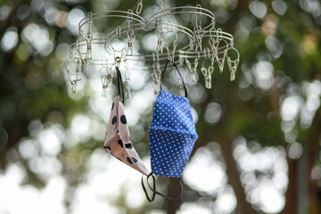 Sanitary masks,  that have been cleaned and are about to be reused.