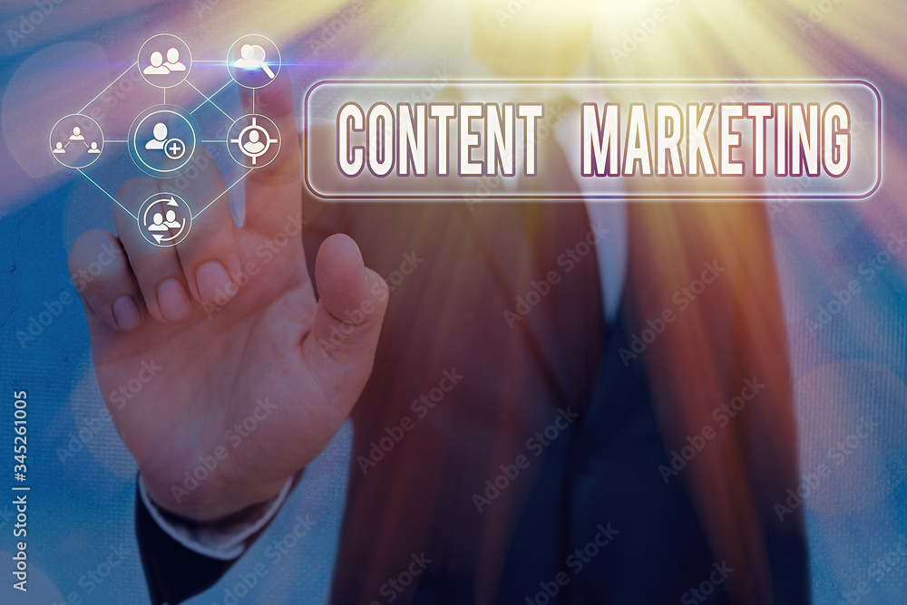 Poster conceptual hand writing showing content marketing. concept meaning involves the creation and sharing
