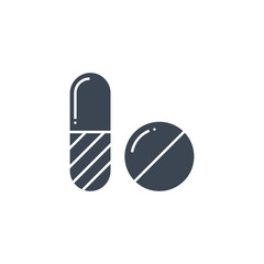 Pills related vector glyph icon. Isolated on white background. Vector illustration.