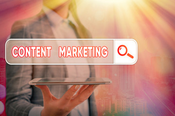 Conceptual hand writing showing Content Marketing. Concept meaning Involves the creation and...