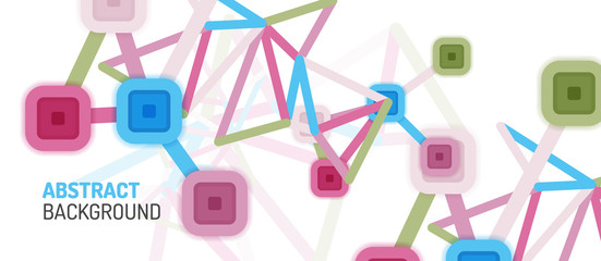 Abstract square dot connections, flat style multicolored geometric background for Wallpaper, Banner, Background, Card, Book Illustration, landing page or poster design