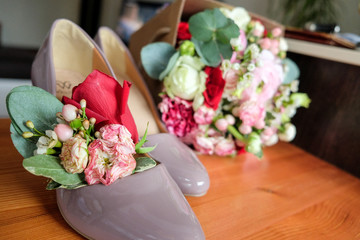 wedding rings near women's shoes