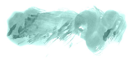 Fototapeta premium Abstract watercolor background hand-drawn on paper. Volumetric smoke elements. Blue-Green color. For design, web, card, text, decoration, surfaces.