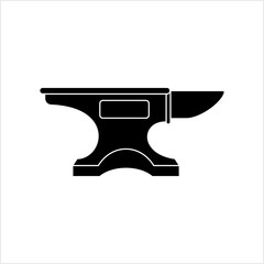 Anvil Icon, Blacksmith Metal Block Used To Shape Metal Object With A Hammer, Flat Top And Concave Sides