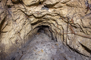 Underground mininig iron mine tunnel collapsed