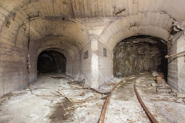 Underground abandoned iron ore mine tunnel two ways