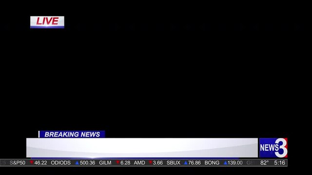 Animated Breaking News Lower Third with Stock Market Crawler on Alpha Background	